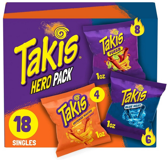 Takis 푸에고 블루히트 또띠아 칩 버라이어티팩 18개세트 511.2g, 18개