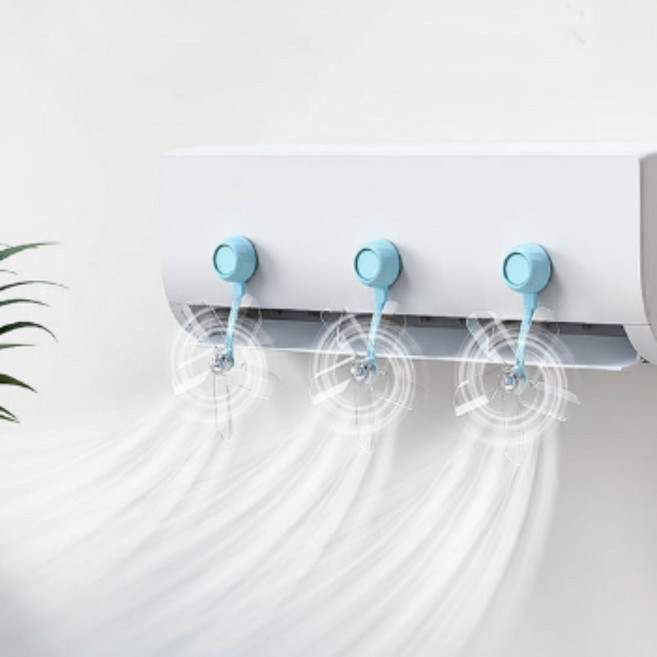 에어컨 순환팬 흡착식 무동력 순환팬 바람개비 간편설치 바람막이 선풍기 공기순환, E무동력에어컨순환팬1개 블루