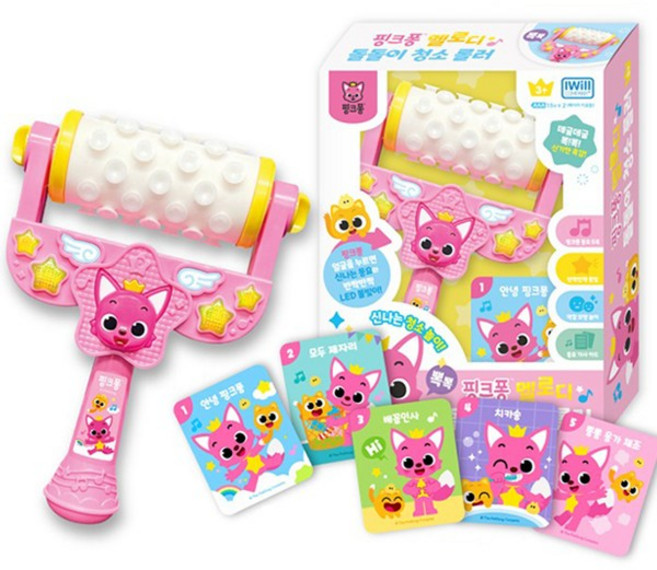 핑크퐁 멜로디 돌돌이 청소 롤러 핑크, 상품$큮, 1개