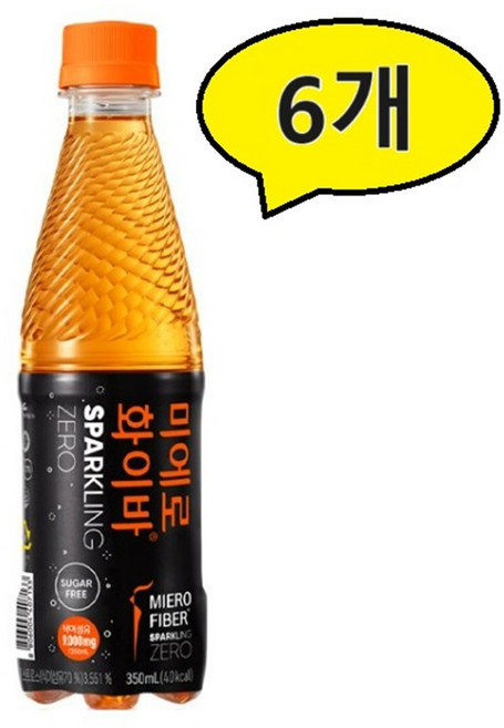 현대약품 미에로화이바 스파클링 제로 탄산음료, 350ml, 6개