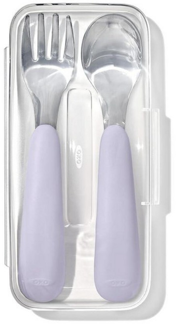 옥소 토트 유아용 온더고 포크 스푼 세트 더스크, 라일락
