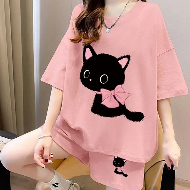 Sealang 여성 여름 반바지 세트 반팔 티셔츠 캐주얼 cong0402QP3