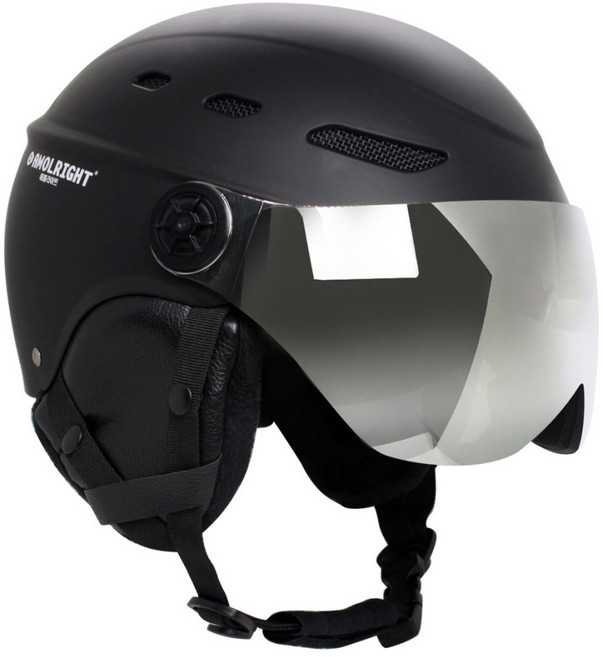 애몰라이트 AMH-06 스키 헬멧 일체형 고글 스노우 보드, 블랙, 1개
