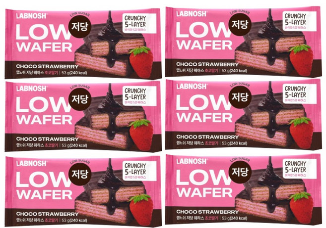 랩노쉬 저당웨하스 초코딸기, 53g, 6개