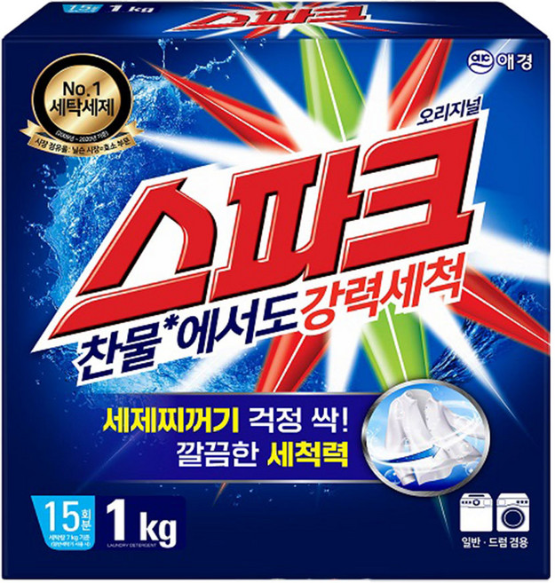 스파크 분말 세탁세제, 1kg, 1개