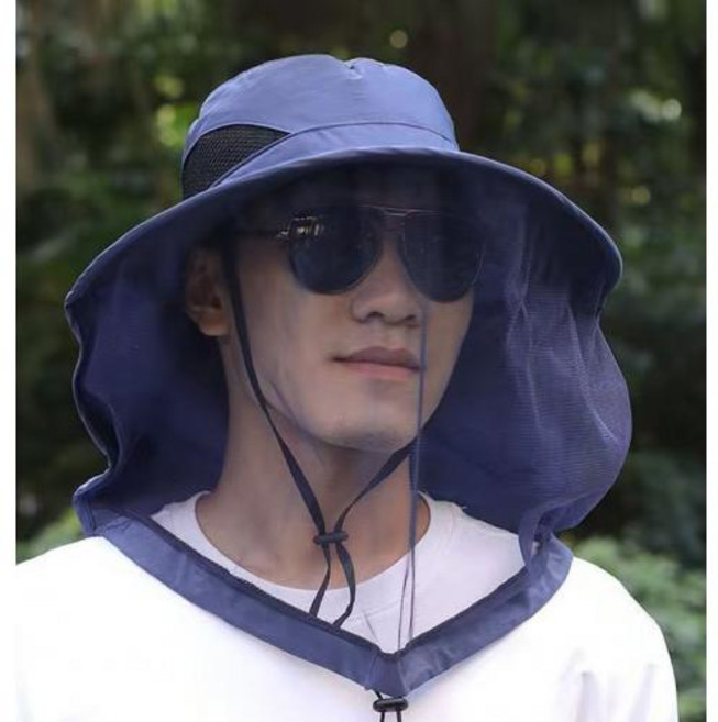 [큰손할인] 벌초모자 방풍 방충망 모기장 메쉬 사파리 와이드챙 벌레방지 양봉 날파리방지 등산 낚시 여름, 블랙