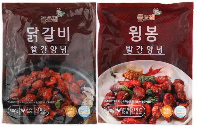 풀토래 매콤 빨간 양념 순살 닭갈비_윙봉 2팩, 2개, 500g