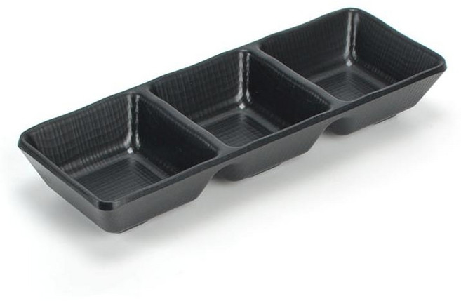 소스종지 3칸 업소용 검정색 종지그릇, 10개, 블랙