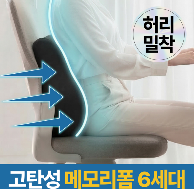 포베즈 허리편한 바른자세 사무실 메모리폼 의자 등받이 쿠션 5세대, 리얼다크그레이