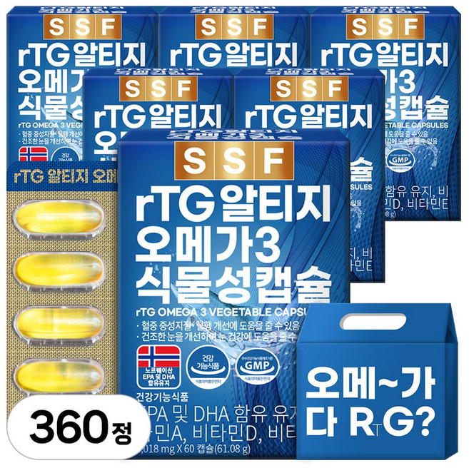 순수식품 rTG 알티지 오메가3 1000mg, 60정, 6개