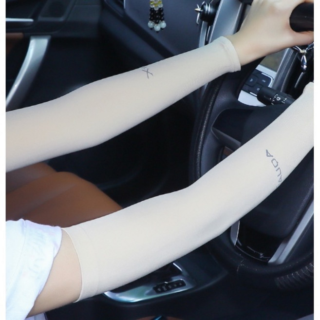 夏天防曬冰涼降溫 男女可用 輕薄透氣 高彈力擋紫外線 運動袖套, 1個, L0301-膚色-(正常款)