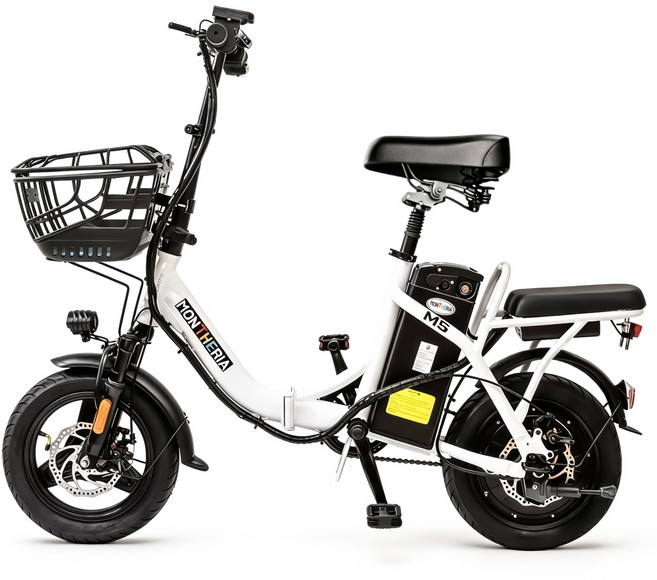 몬테리아 접이식 전기자전거 48V 500W 전동자전거 KCS 안전인증 A598-188, M5흰색, 15Ah-60km, 경량스틸