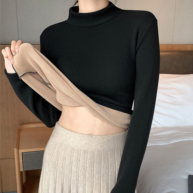 HAM 여성 도톰기모 반목티 긴팔 티셔츠