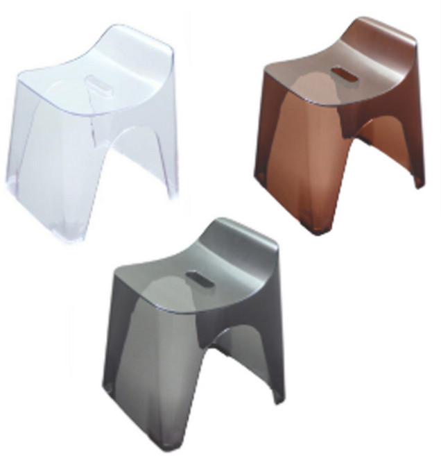 휴바스 일본 미끄럼방지 어르신 욕실의자 등받이 목욕탕의자 30cm, 클리어 브라운