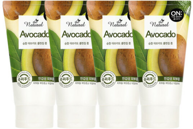 온더바디 더내추럴 순한 아보카도 클렌징폼, 120g, 4개