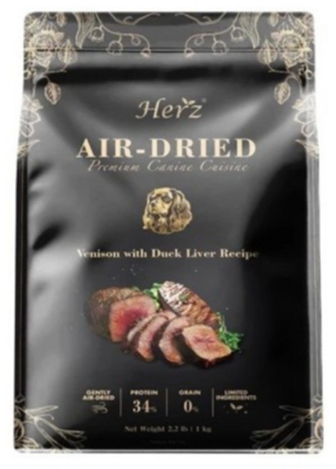 Herz 赫緻 羊肉低溫風乾犬糧, 1個, 美饌-嫩鹿佐鴨肝1kg+送隨手包*10, 1kg, 鹿,鴨肝