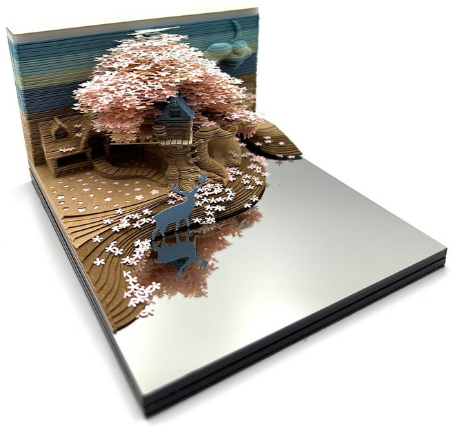 3D 입체 감성 메모지 LED조명 메모패드 벚꽃 집 장식 인테리어 선물