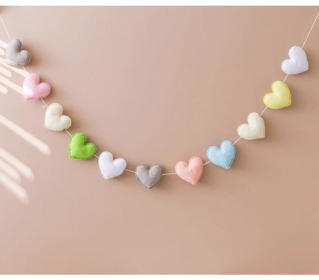 마이글로우 하트 별 입체 펠트 가랜드 완성품, 하트 가랜드