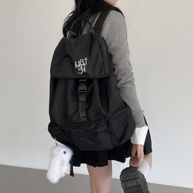 포인바이수 남녀공용 데일리 나일론 레터링 보부상 백팩