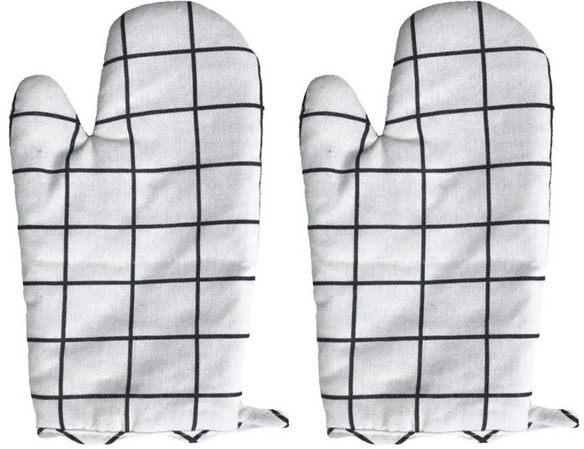 허니잼 린넨 주방장갑 오븐장갑 2P세트 방열장갑, 2개, 체크화이트