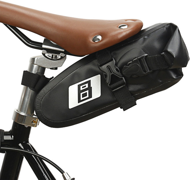 PU가죽 자전거 안장가방 3L 방수 새들백, 1개, 블랙