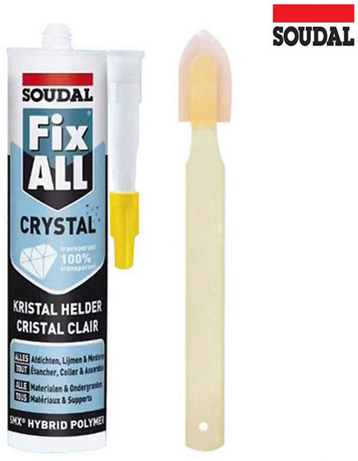 수달 픽스올 실리콘 Crystal 투명 냄새없는 고투명 방수 크랙보수 강력접착실리콘+헤라 세트, 1개