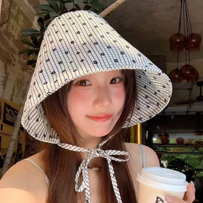 디디햅 와이어 보넷햇 스트라이프 여성여름모자