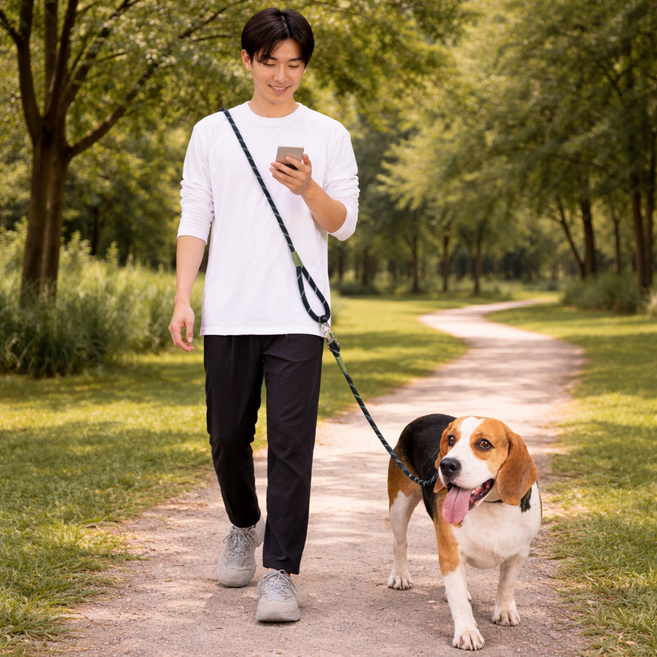 강아지 핸즈프리 리드줄 애견 산책, 1개, 블랙