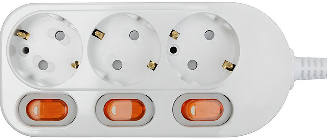 번개표 절전형 개별 스위치 멀티탭 3구 WI-MC21633, 1.5m, 화이트, 1개