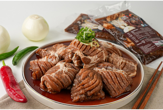 더맛담 수제 양념 돼지갈비 목살 칼집 구이, 2개, 500g