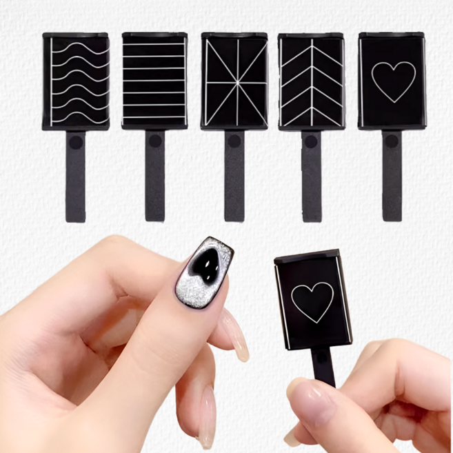 하트 자석 젤 네일 마그네틱 5종세트 네일아트 셀프, 5개, 블랙