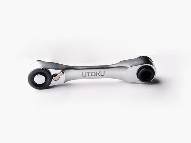 UTOUK 더블 피코 래칫 렌치(실버 1/4인치 미니 헤드 90개의 톱니 구동 소켓 및 드라이버 비트 세트 로테이터 실용 액세서리 도구 4도 퀵 릴리스), UTOUK 더블 피코 래칫 렌치실버 14인치 미니 헤드, 1개
