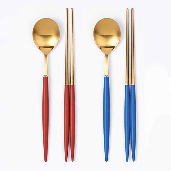 디온 보겐 몽블랑 에펠 국산 스텐 수저세트 골드, A(와인 1개+블루 1개), 1세트, 몽블랑 수저세트 골드