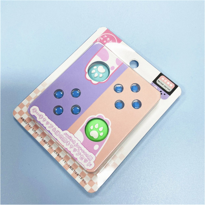 닌텐도 스위치 아키토모 냥발 조이콘 조이 스틱 버튼 보호 키캡 커버 세트 DIY 교체 수리 커스텀, 블루, 1개