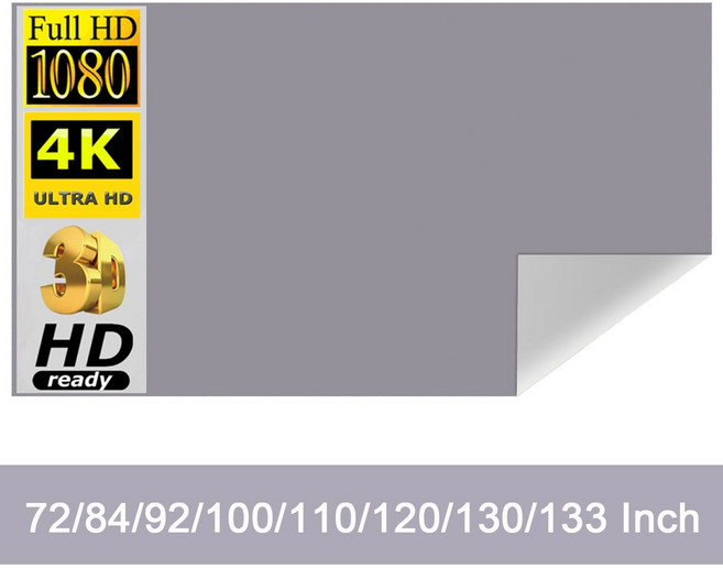 DLP LED 3D 프로젝터 비머용 프로젝션 스크린 반사 천 고휘도 72 84 92 100 110 120 130 133 인치 03 110 inches, 03 110 인치, 3) 110 인치