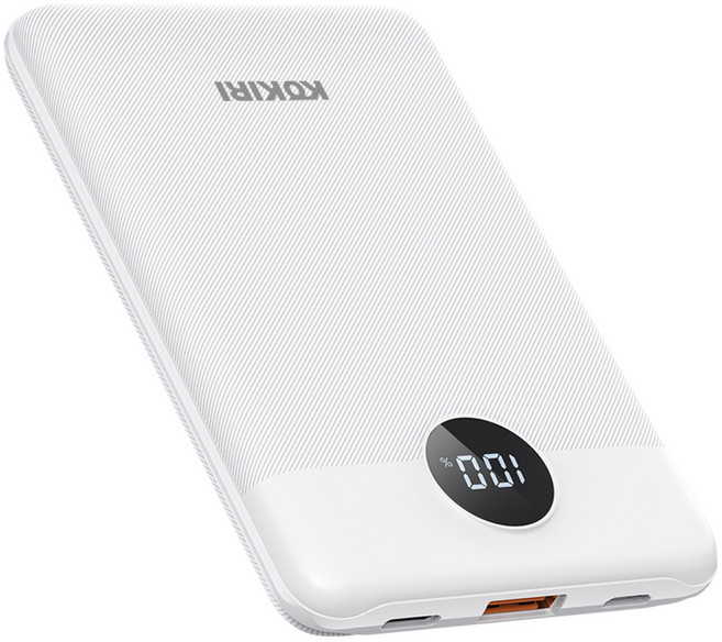 코끼리 미니 고속 보조배터리 10000mAh PD 22.5W 초소형 LCD 잔량표시 휴대용, 화이트