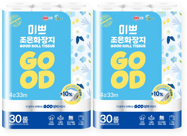 미쁘 조은화장지 4겹, 33m, 30롤, 2개