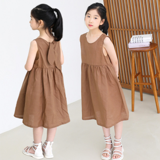 슈슈아리 씨에라 린넨 원피스 주니어 아동복 여아 보넛 백리본