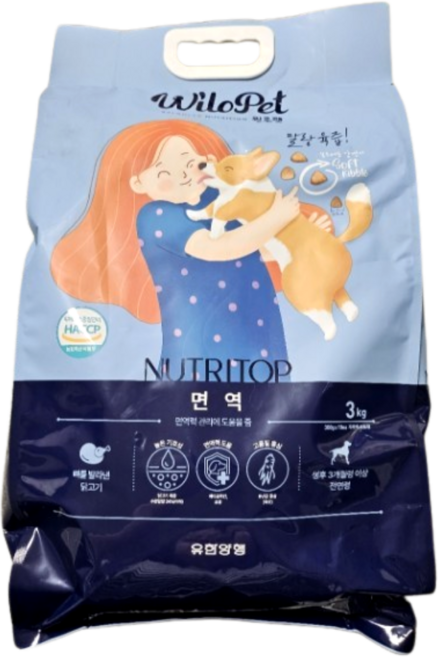 유한양행 윌로펫 반려동물 뉴트리탑 면역 소프트사료, 닭, 3kg, 5개