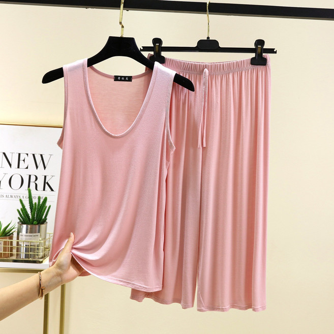 여성 빅사이즈 모달 민소매 나시 7부 반바지 상하세트 홈웨어 잠옷세트 KX-2510+2535