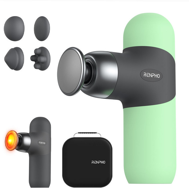 RENPHO 렌포 미니 온열 마사지건 초경량 진동 전신 마사지기, 그린, WMG10-GN2
