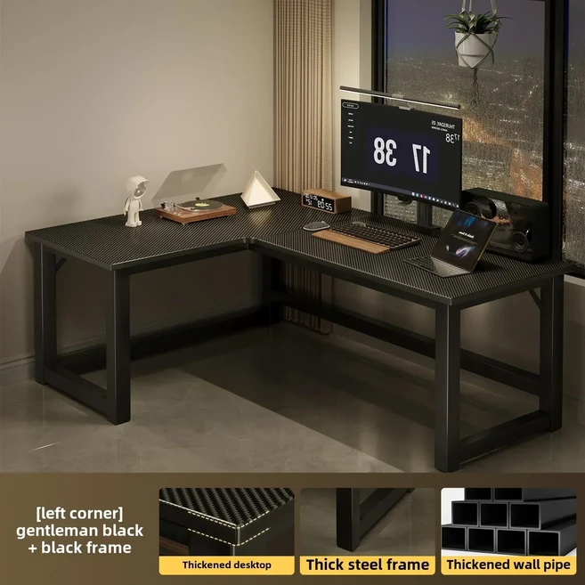 데스크탑 컴퓨터 책상 가정 학생 공부 테이블 책장 통합 침실 쓰기 작업대 가구, A 120X100cm Bla R