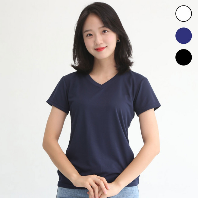 쿨링반팔 쿨론 브이넥 반팔 면티 기본티 여름 기능성 남녀공용