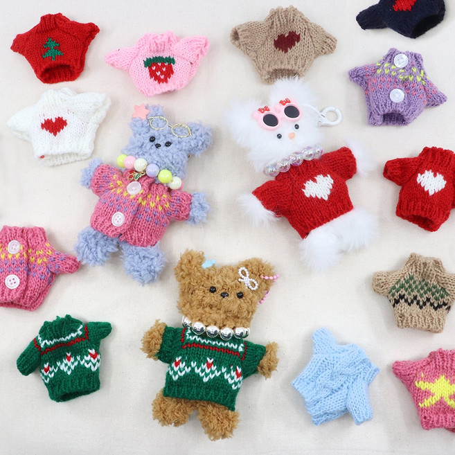 퍼니두들 모루인형옷 니트 상의 소품 꾸미기 재료 스웨터 그로밋옷 인형의류, 상의04_하트 네이비니트, 1개