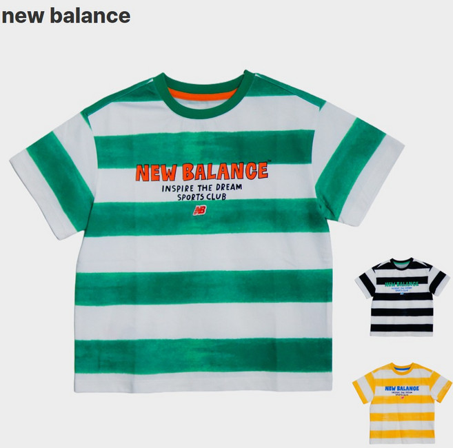 뉴발란스 키즈 반팔티 크레용 스트라이프 일상복 아동용 어린이 유아 여아 남아 등원룩