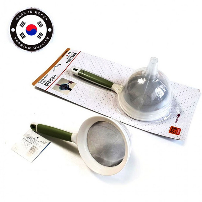 BUY HARU 국산 깔대여과기 깔대기 여과기 세트 스텐 거름망 깔때기, 국산 깔대여과기세트(중), 1개