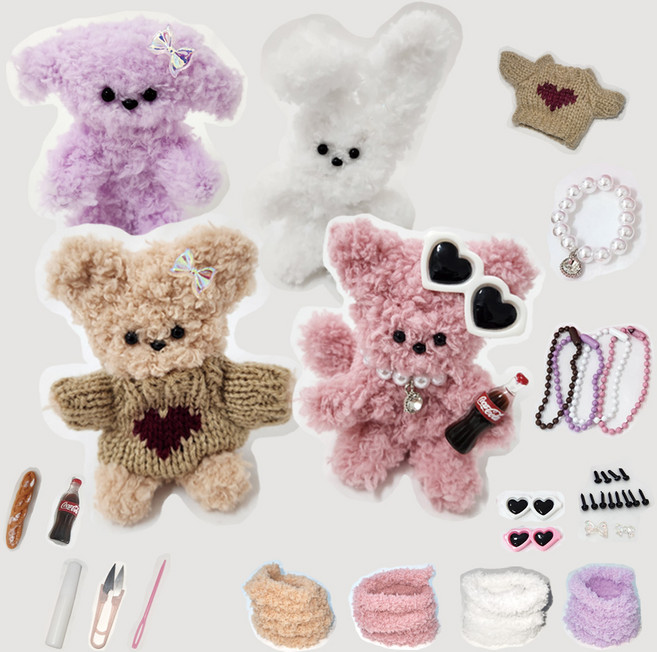 이지앤조이 정품 모루인형 키링 만들기 DIY 키트 4종 패키지 부자재 악세사리 키링, 1개, 4종풀패키지