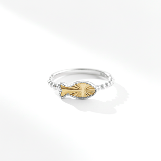 실버925 여성 컷팅 행운 수능 물고기 애끼 새끼 링 은반지