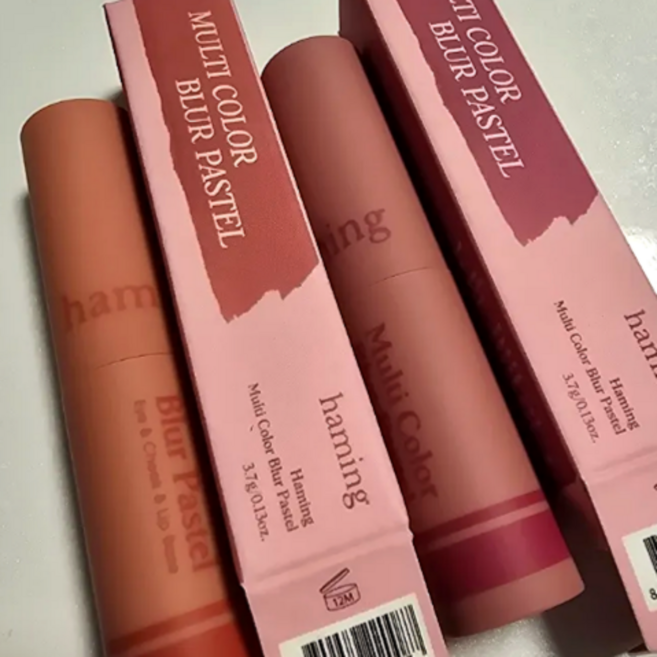 [BEST] 하밍 멀티 컬러 블러 파스텔 립스틱 블러셔 블러링 오버립 립틴트 치크 볼터치 아이 메이크업, 1개