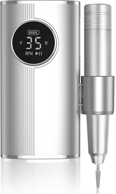 CozyTemp 전동 네일 드릴기 손톱 네일 관리기 저소음 속도 조절 젤네일 드릴, 1세트, 화이트